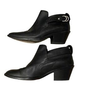 Rag and Bone Moto Black Leather Ankle Bootie Sullivan Buckle boots women Size 40